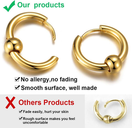 Chainshouse Pendientes De Aro Con Cuentas De Oro De 18 Para