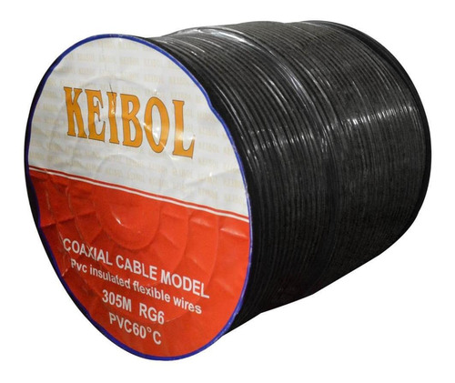 Cable Coaxial Carreto Rg6 X 305 Mts Negro Keibol (ht10083)