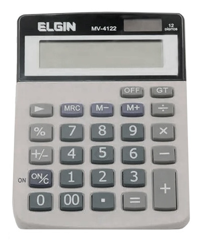 Calculadora De Mesa Solar E Bateria 12 Dígitos Mv4122 Elgin