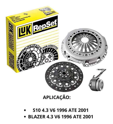 Kit De Embreagem S10 Blazer 4.3 V6 96 Ate 2001 Com Atuador
