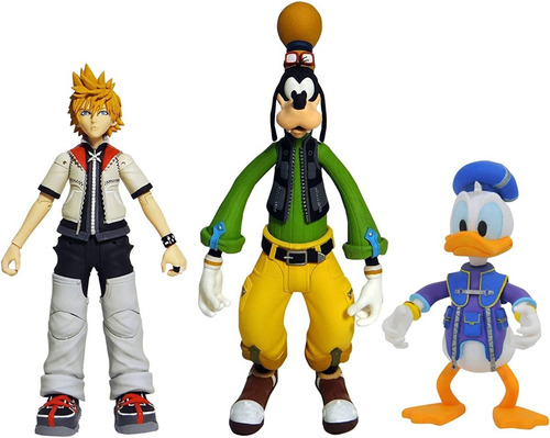 Figuras Kingdom Hearts Diamond Select Roxas, Donald & Goofy