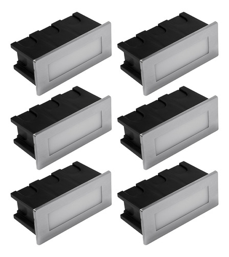 6 Lámparas Led De Cortesía Para Empotrar En Muro Ml-3701.a Estructura Plateado