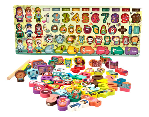 Tablero Montessori Fichas Y Figuras Encajables Didáctico