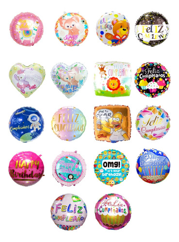 Pack 10 Globos Metalizados Happy Birthday 45 Cm