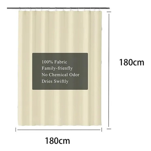 Cortina De Ducha Lavable Tela Impermeable 1 Pieza 180*180cm Beige