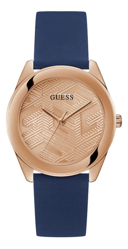 Reloj Marca Guess Original Para Mujer Anna Color De La Correa Azul Color Del Bisel Oro Rosa Color Del Fondo Oro Rosa