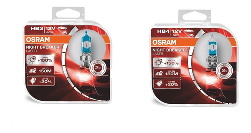 Combo Hb3 Y Hb4 (9005 9006) Osram Night Breaker Laser 150%