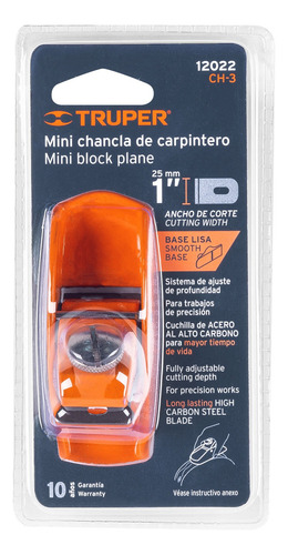 Cepillo Carpintero Tipo Chancla Mini Liso Madera 25mm 12022