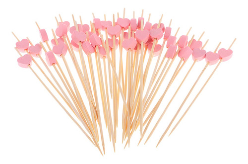 200pcs Creative Heart Shape Sandwich Toothpicks Bamboo Fruit