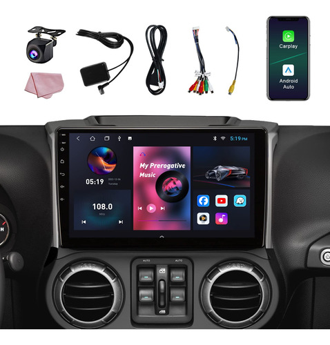 Android 12 - Estéreo De Coche Para Jeep Wrangler Jk - Con .