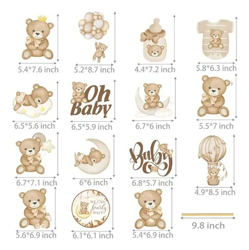 30 Pcs Decoraciones Osito Para Baby Shower Y Cumpleaños