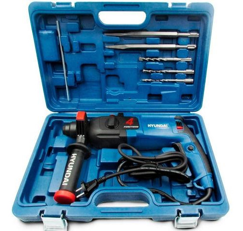 Rotomartillo Hyundai 850w Sds Plus + Kit Mechas Y Puntas G P Color Azul Frecuencia 50hz