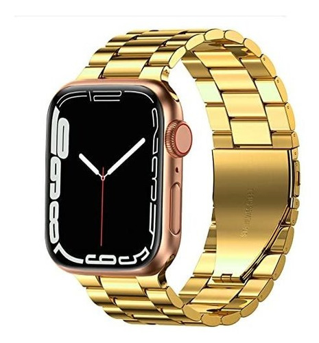 Malla De Acero Inox Para Apple Watch 42/44/45 Mm Gold