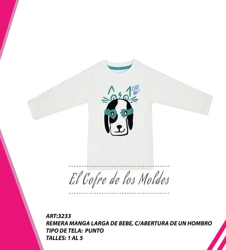 Molde Digital- Remera Manga Larga Bebe Pack De Talles 1 Al 5