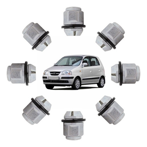 Kit 8 Tuercas De Lujo Cromadas Para Hyundai Atos 2012 12x1.5