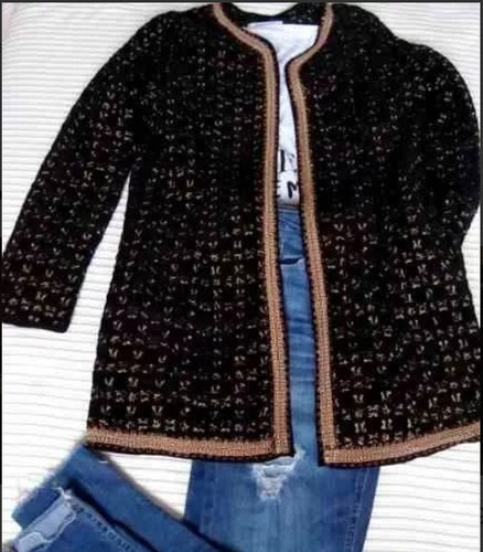 Saco Largo Rapsodia S Totalmente Bordado Azul India Velvet