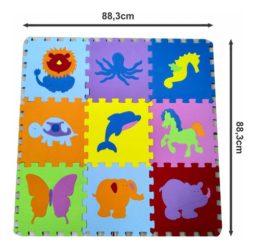 Tapete Tatame Infantil Eva Bichinhos 9 Peças 31x31cm - 7mm