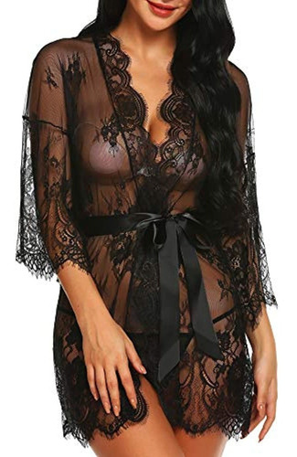 Ababoon Women  S Lace Kimono Robe Babydoll