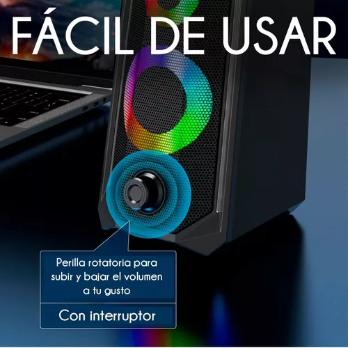 Parlantes Bocinas Altavoces Para PC Computadora Gamer Videojuegos Luces LED  RGB