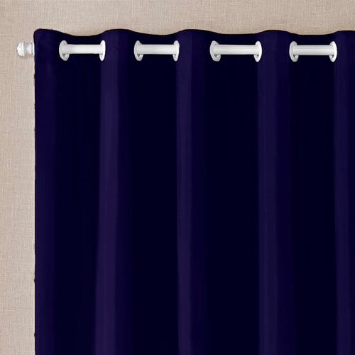 Cortina Micropercal Quarto Sala 2m X 1,60 Janela Meia Parede Cor Azul-marinho