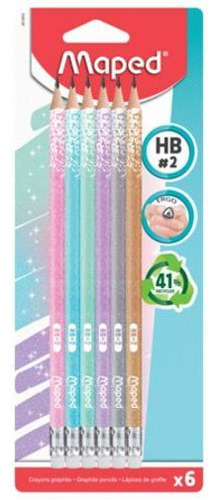 Lápiz de grafito Glitter Deco Woodfree Hb, 6 unidades, mapeado