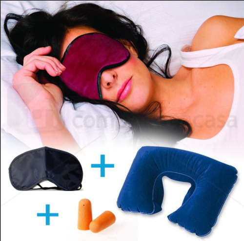 Kit Viajero Almohada De Viaje + Antifaz De Dormir + Tapones