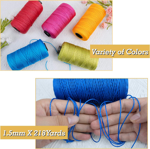 Cuerda Trenzada De Macramé De 1,5 Mm X 218 Yardas, Cue...