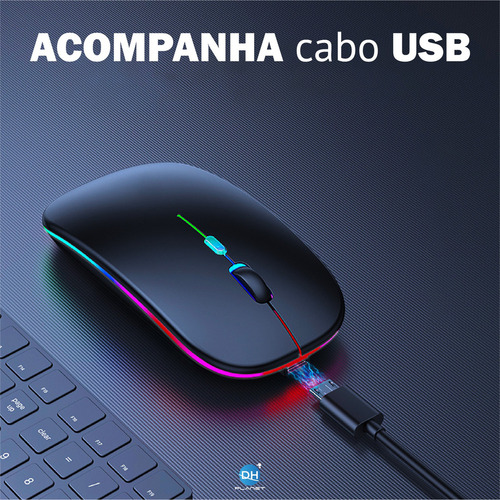 Ratón Inalámbrico Inalámbrico Recargable Óptico Led Rgb