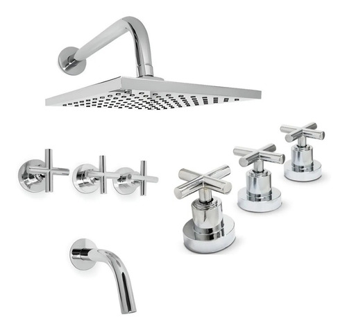 Imagen 1 de 4 de Grifería De Bidet + Ducha Cuadrada C/transf Aqualaf Aqua Cr