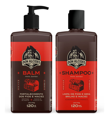 Don Alcides kit shampoo + balm para barba barba negra