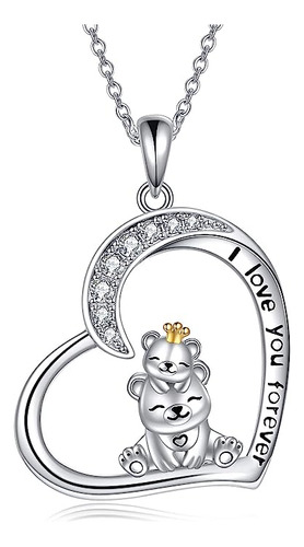 Urone Collar De Oso De Plata De Ley Con Colgante De Oso De