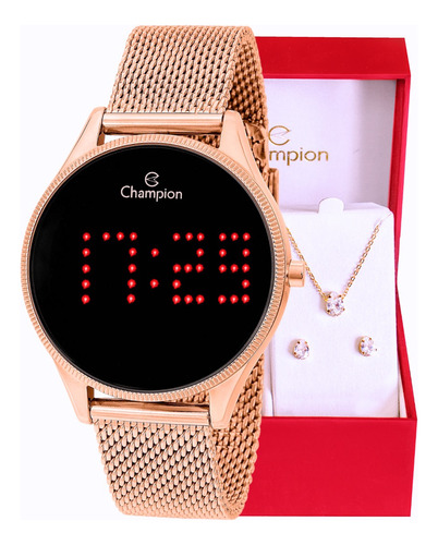 Relógio Champion Feminino Digital Dourado Rosê Gold Original Cor do fundo Preto
