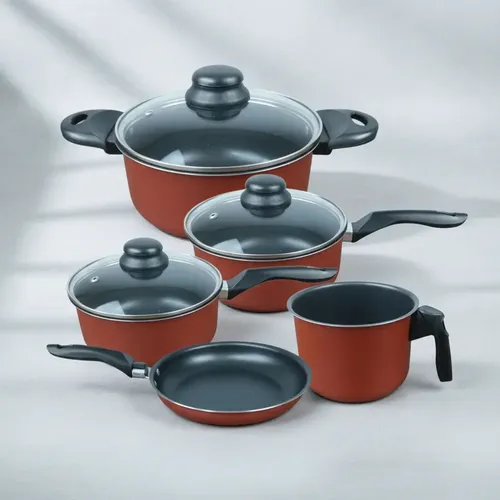 Jogo De Panelas Antiaderente 5 Peças Cereja Com Tampa