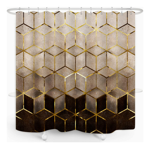 Cortina Ducha Diseño Marmol Degradado Cuadricula Geometrica