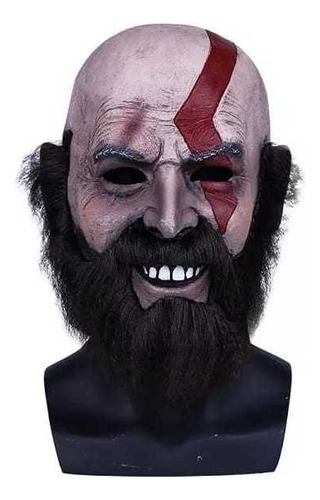 Kratos God Of War Com Barba Mascara Cosplay Latex Realista