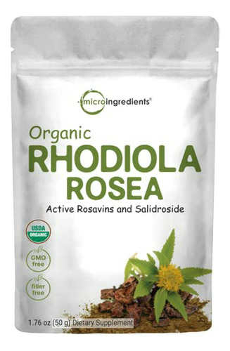 Pura Orgánica Rhodiola Rosea En Polvo, 50 Gramos, Súper Extr