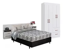 Comprar Combo Dormitorio Sommier 2 Plazas Mesa D Luz Respaldo Ropero