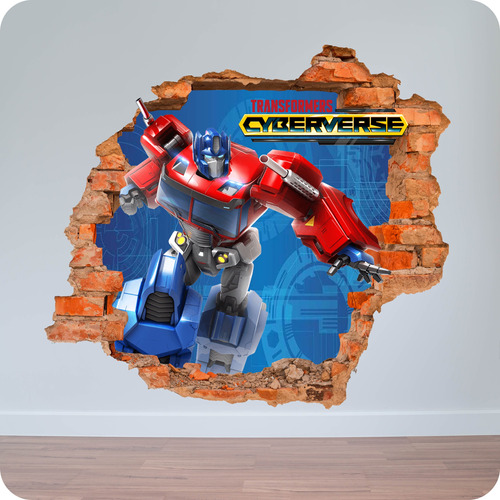Vinilos Pared Rota Transformers Optimus Cyberverse 50x50