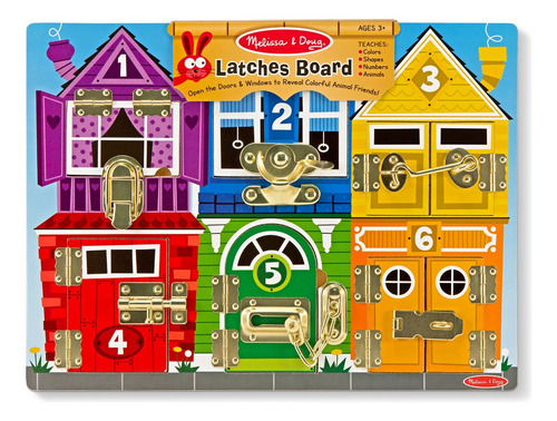 Tablero de actividades con cerraduras Melissa & Doug Ideal para desarrollar habilidades motoras y de resolución de problemas.