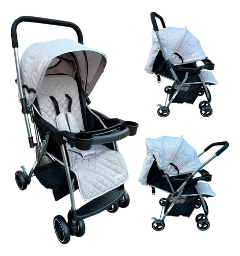 Imagen 1 de 6 de Coche Cuna Paseo Bebé Copahue Con Manillar Rebatible Color Alone Grey Color Del Chasis Gris