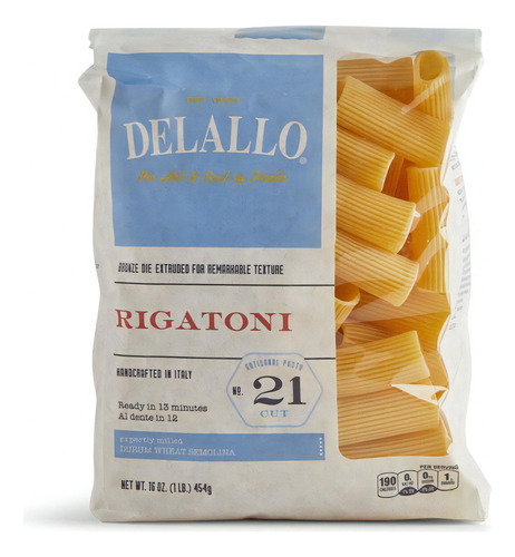 Delallo Pasta Rigatoni De Trigo 454g