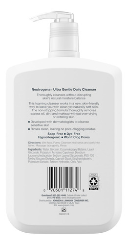 Limpiador Facial Diario Neutrogena Ultra Gentle Sensitive