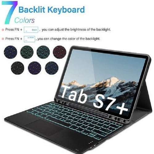 Imagem 4 de 4 de Capa Teclado Iluminado E Touchpad Para Galaxy S7 Fe S7+ S8+