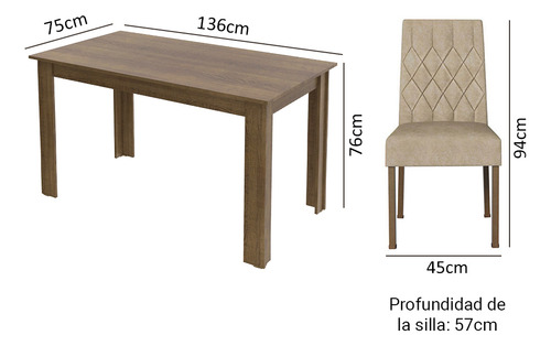 Juego De Comedor Madesa Allegro Con 6 Sillas Imperial Marrón Liso