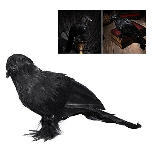 Luoem Halloween Negro Cuervo Decoraciones Realistas Dlhb4