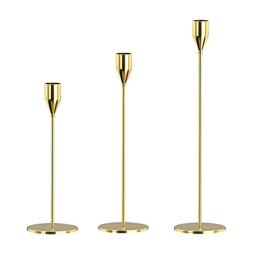 Juego De 3 Porta Velas De Oro Candelabro, Decorativos H...