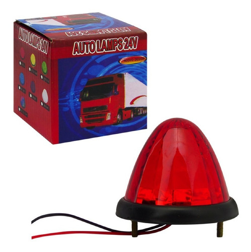 Luz Led Lateral Tipo Domo P/camion, 24v Luz Roja. Set X 1.