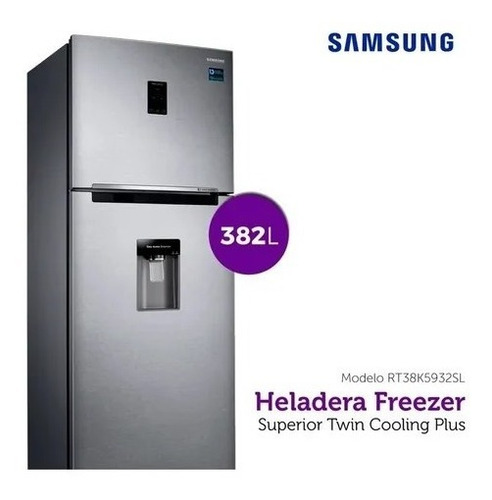Heladera Freezer Superior Samsung No Frost 382 L Rt38k5932sl Color Inox