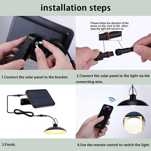 Lampara Luz Calida Led Solar Colgante Con Control Remoto