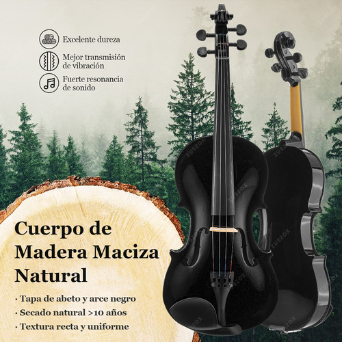 Violin Acustico Profesional 4/4 Con Estuche Zuszox, Set De Violín Para Principiantes, Adultos Y Estudiantes Con Resina, Hombrera, Arco, Afinador Y Pegatinas Para Diapasón